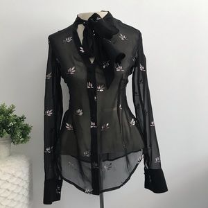 Nastygal black sheer blouse